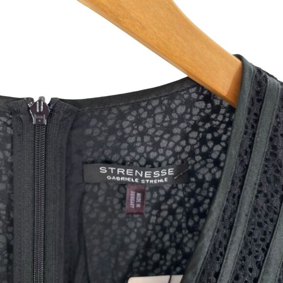 Strenesse Size 6 Black Lace Luxury Cocktail Dress Whimsigoth 100% Silk Victorian - Picture 3 of 11